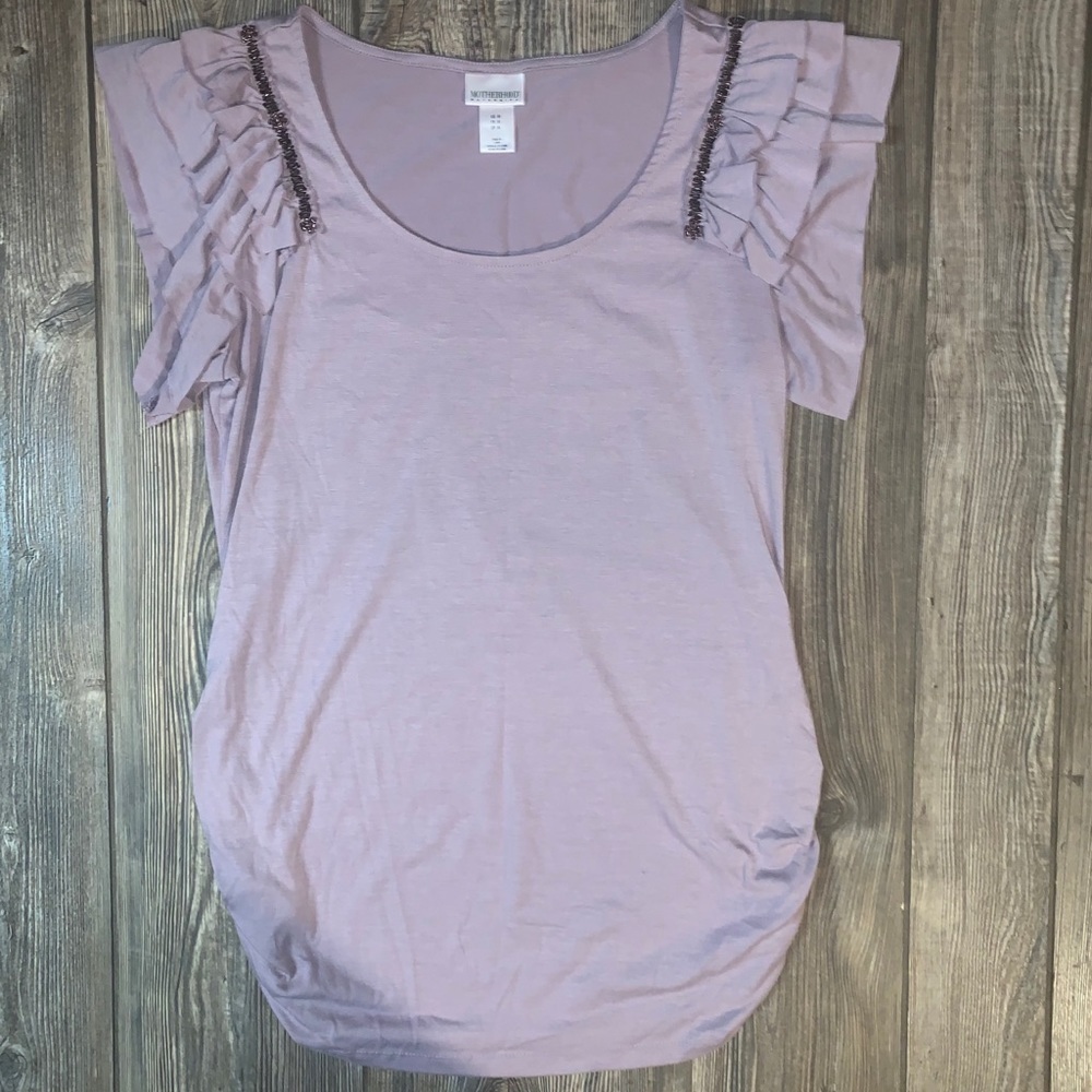 Motherhood Maternity Lilac Ruffle Sleeve Top